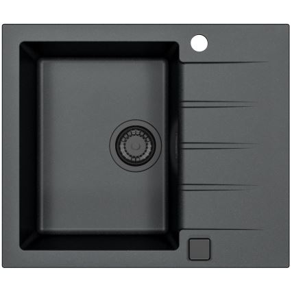 ALVEUS SETA23230 - Chiuvetă de bucătărie CADIT 59 x 50 cm + baterie de chiuvetă MINTAS cu braț flexibil 34 cm, granit/negru mat