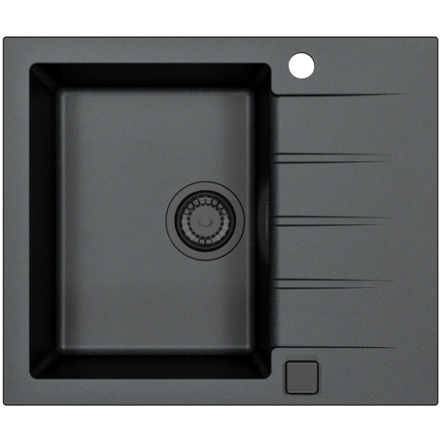 ALVEUS SETA23230 - Chiuvetă de bucătărie CADIT 59 x 50 cm + baterie de chiuvetă MINTAS cu braț flexibil 34 cm, granit/negru mat