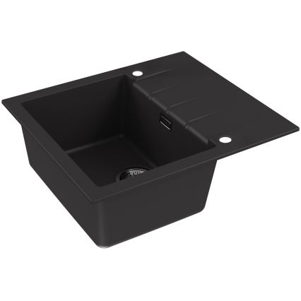 ALVEUS SETA23230 - Chiuvetă de bucătărie CADIT 59 x 50 cm + baterie de chiuvetă MINTAS cu braț flexibil 34 cm, granit/negru mat