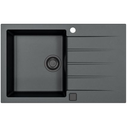 ALVEUS SETA23231 - Chiuvetă de bucătărie CADIT 79x50 cm + baterie pentru chiuvetă cu pipă flexibilă MINTAS 34 cm granit/negru mat