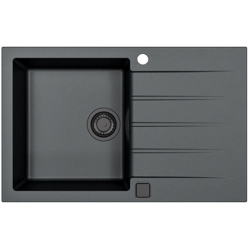 ALVEUS SETA23231 - Chiuvetă de bucătărie CADIT 79x50 cm + baterie pentru chiuvetă cu pipă flexibilă MINTAS 34 cm granit/negru mat