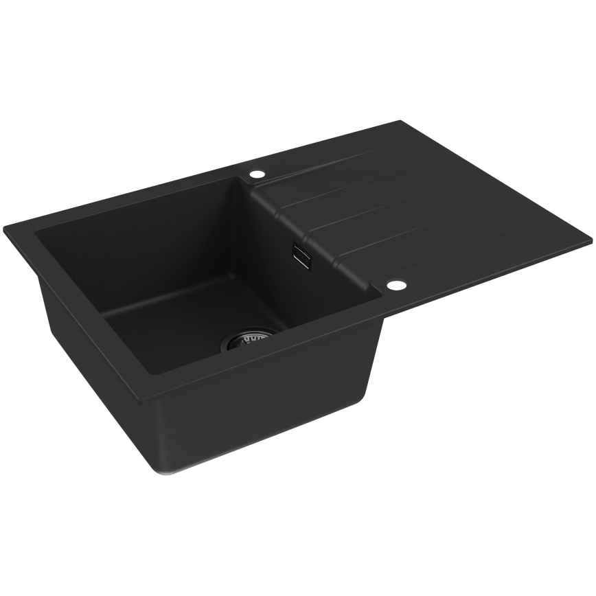 ALVEUS SETA23231 - Chiuvetă de bucătărie CADIT 79x50 cm + baterie pentru chiuvetă cu pipă flexibilă MINTAS 34 cm granit/negru mat