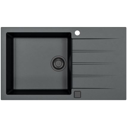 ALVEUS SETA23232 - Chiuvetă de bucătărie CADIT 86x50 cm + baterie pentru chiuvetă MINTAS 34 cm cu braț flexibil, granit/negru mat