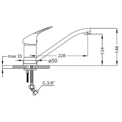 ALVEUS SETA259 – Chiuvetă de bucătărie BASIC 78 x 43,5 cm cu baterie RIVIERA 14,8 cm, finisaj satinat/crom lucios