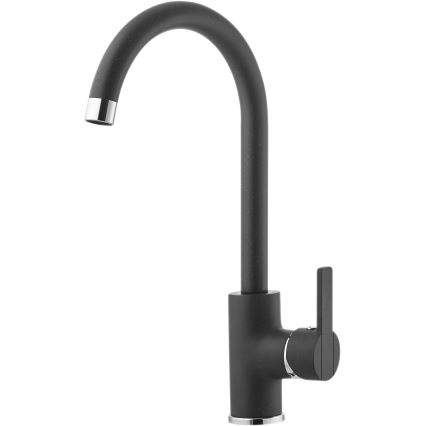 ALVEUS SETA737 - Chiuvetă de bucătărie CORTINA, 50 x 45 cm + baterie pentru chiuvetă TONIA, cu braț flexibil 29,5 cm, granit / negru mat