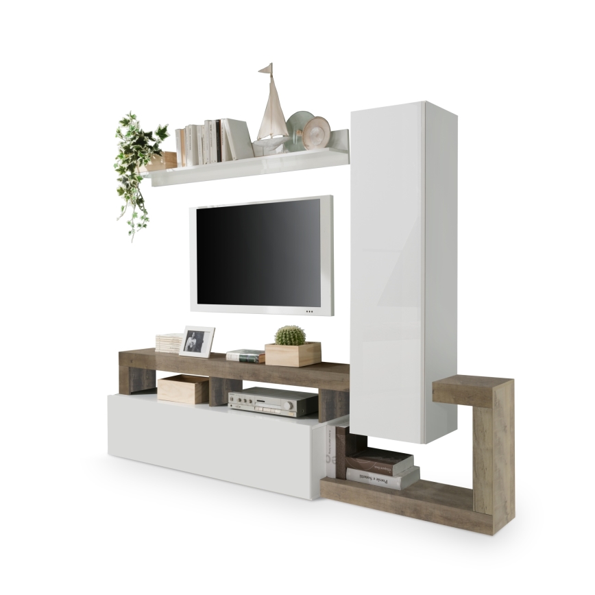 Ansamblu pentru living LENOR alb/maro