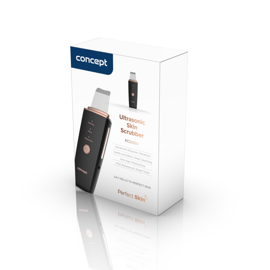 Aparat de curățare facială cu ultrasunete Concept PO2060 PERFECT SKIN 3,5W/5V USB 500 mAh IPX6 negru