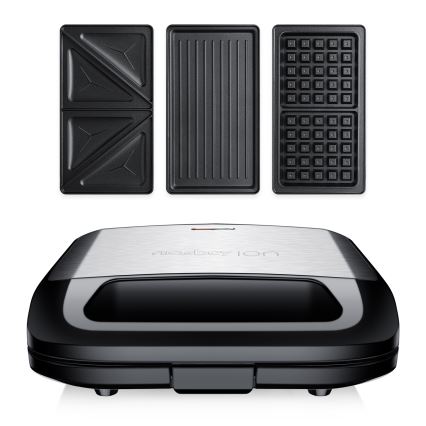 Aparat de sandvici 3 în 1 Niceboy ION Snacker S3 750W/230V oțel inoxidabil/negru