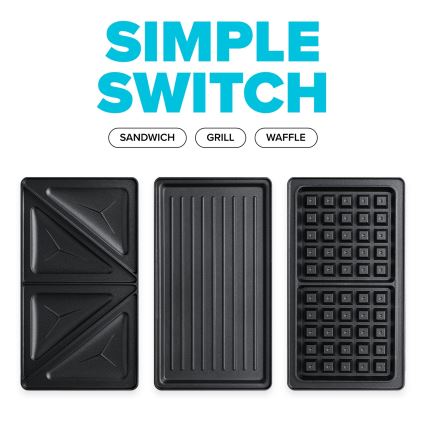 Aparat de sandvici 3 în 1 Niceboy ION Snacker S3 750W/230V oțel inoxidabil/negru