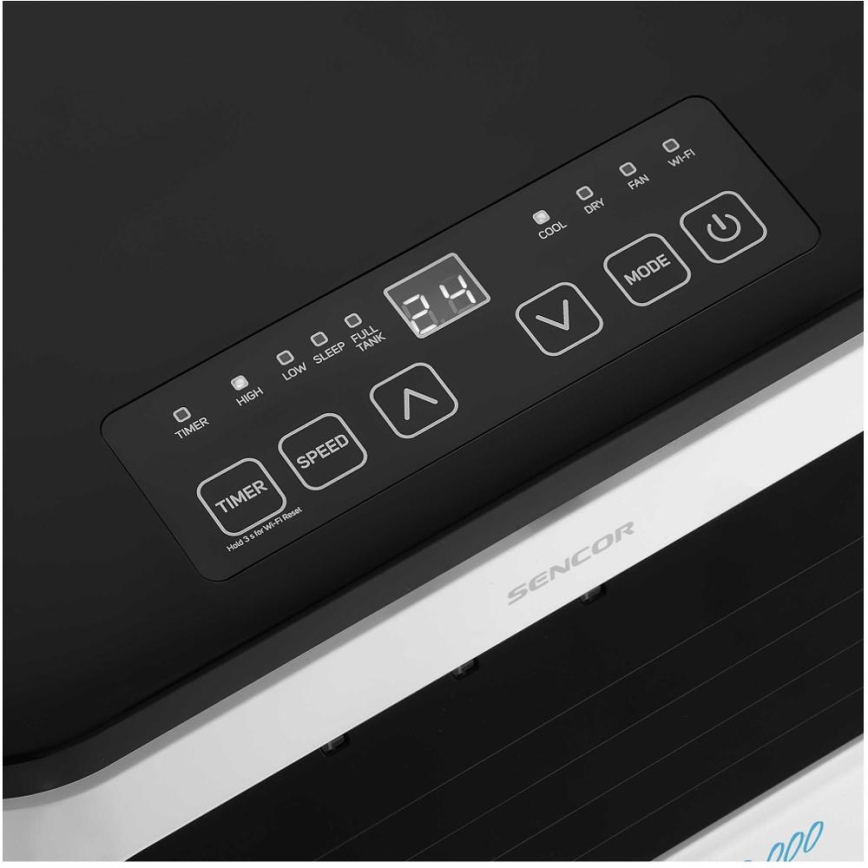 Aparat mobil inteligent de aer condiționat 3 în 1 cu accesorii complete Sencor 1050W/230V 10000 BTU Wi-Fi + telecomandă