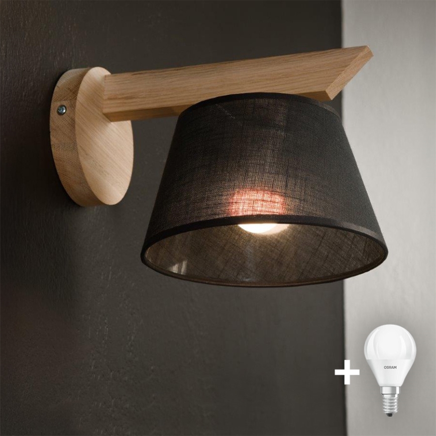 Aplică Brilagi ANTHONY 1xE14/40W/230V stejar/negru