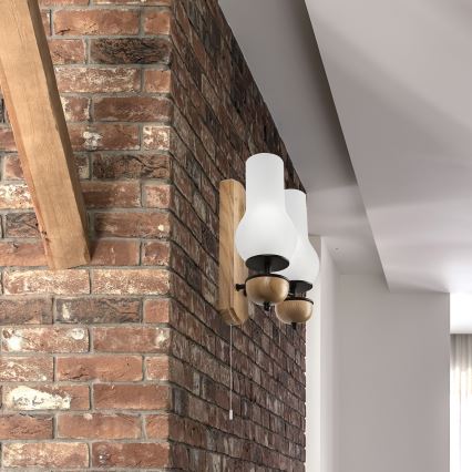 Aplică Brilagi COTTAGE 2xE14/40W/230V stejar/alb