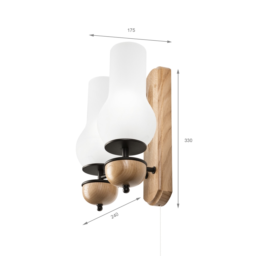 Aplică Brilagi COTTAGE 2xE14/40W/230V stejar/alb