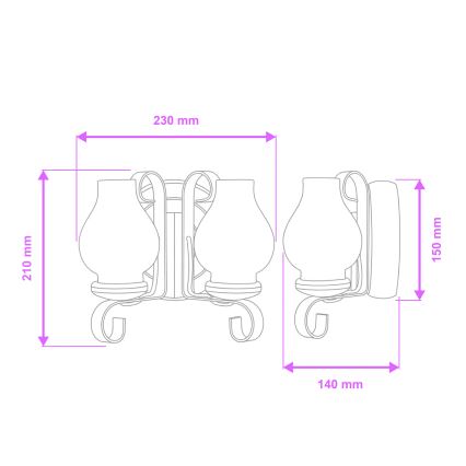 Aplică Brilagi ROATA APLICA 2xE14/40W/230V fag