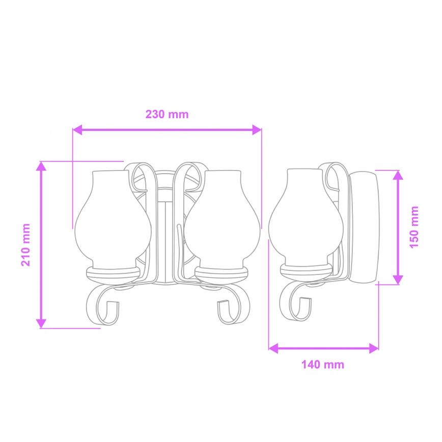 Aplică Brilagi ROATA APLICA 2xE14/40W/230V fag