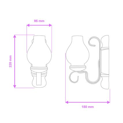 Aplică Brilagi RUSTIC 1xE14/40W/230V fag