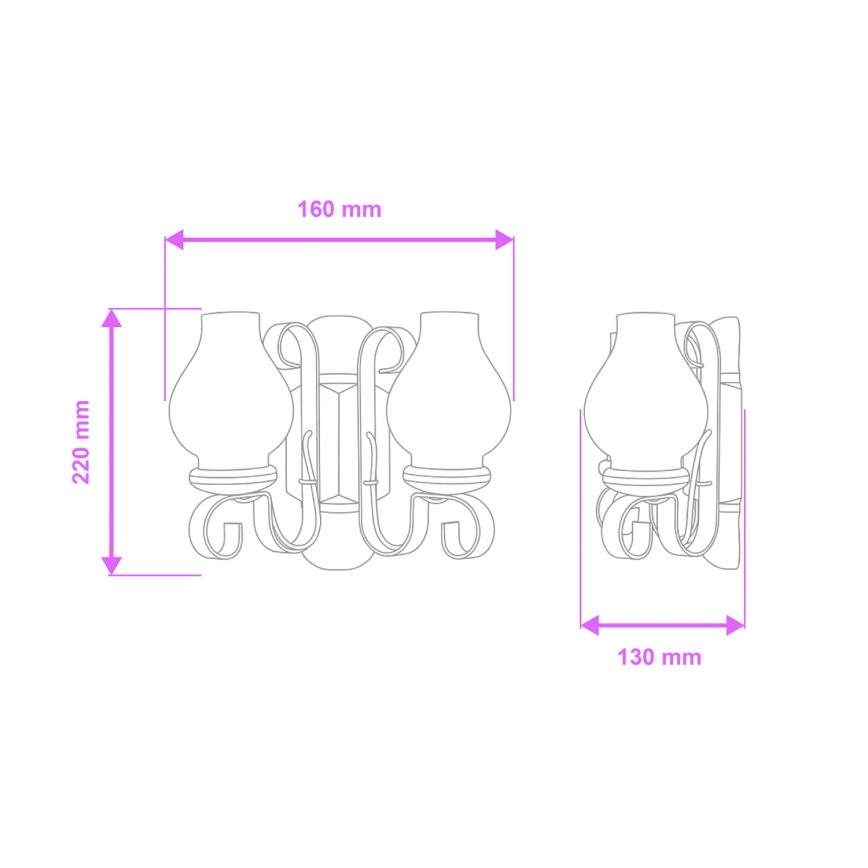 Aplică Brilagi RUSTIC 2xE14/40W/230V fag