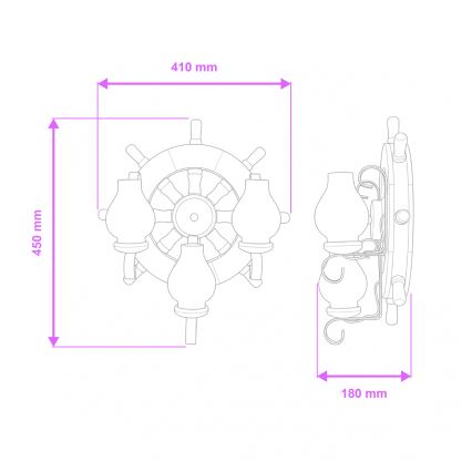 Aplică Brilagi TIMONA 3xE14/40W/230V fag