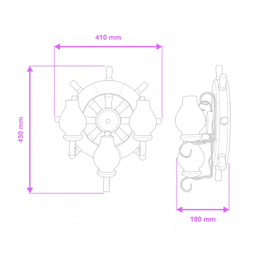 Aplică Brilagi TIMONA 3xE14/40W/230V fag/nuc