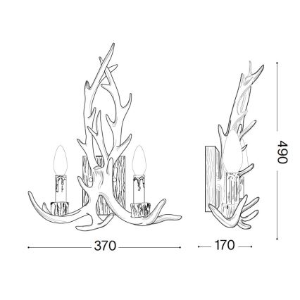 Aplică CHALET 2xE14/40W/230V coarne de cerb Ideal Lux