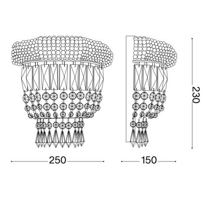 Aplică de cristal Ideal Lux DUBAI 2xE14/28W/230V crom lucios