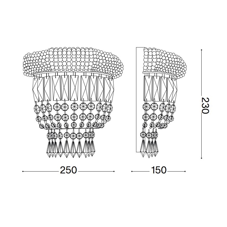 Aplică de cristal Ideal Lux DUBAI 2xE14/28W/230V crom lucios