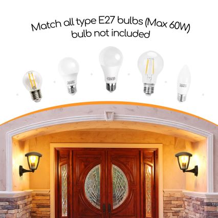 Aplică de exterior 1xE27/60W/230V IP44 negru Aigostar