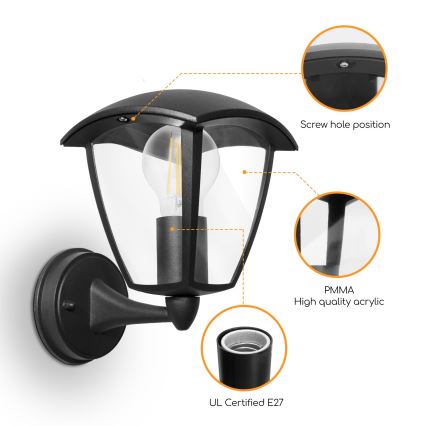 Aplică de exterior 1xE27/60W/230V IP44 negru Aigostar
