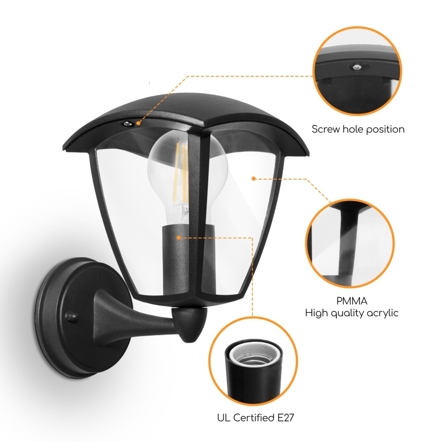 Aplică de exterior 1xE27/60W/230V IP44 negru Aigostar