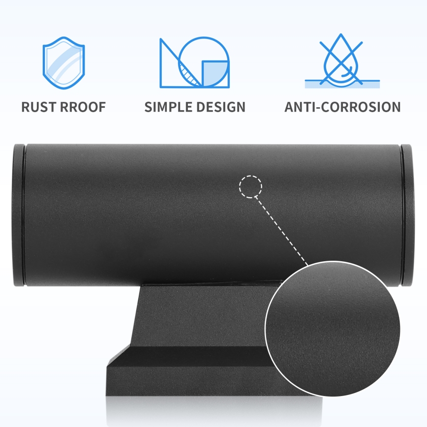 Aplică de exterior Aigostar 2xGU10/230V negru IP65 rotund