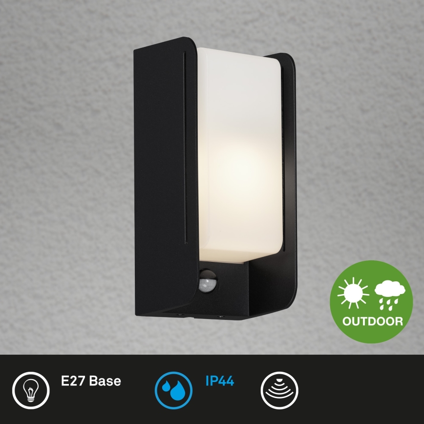 Aplică de exterior cu senzor BOKS 1xE27/12W/230V IP44 Briloner 3017-015