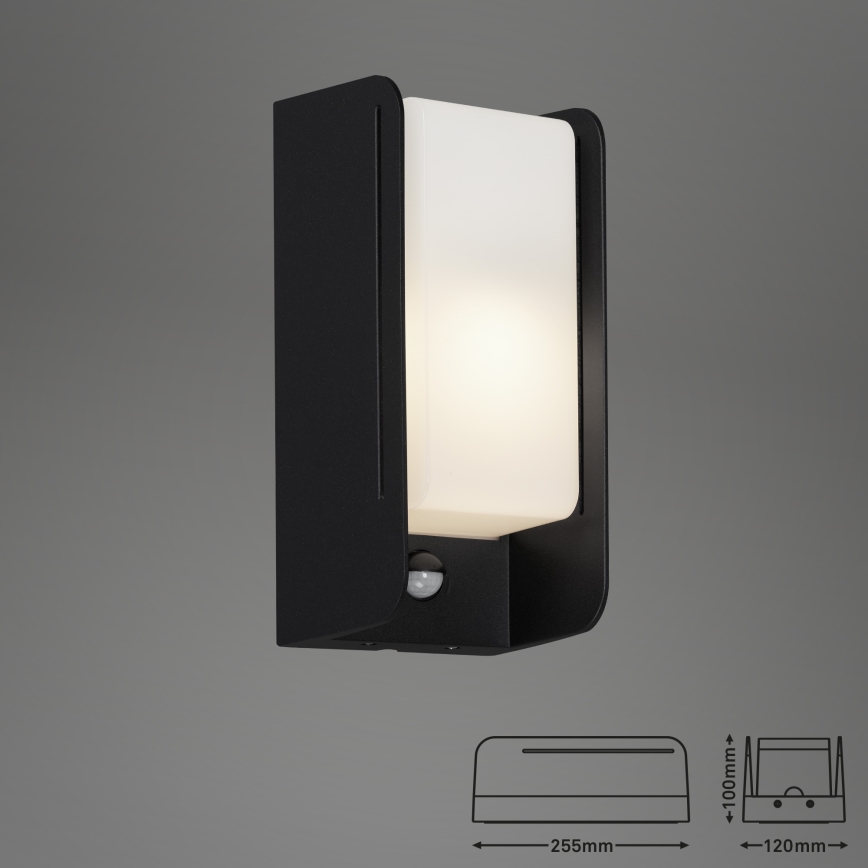 Aplică de exterior cu senzor BOKS 1xE27/12W/230V IP44 Briloner 3017-015