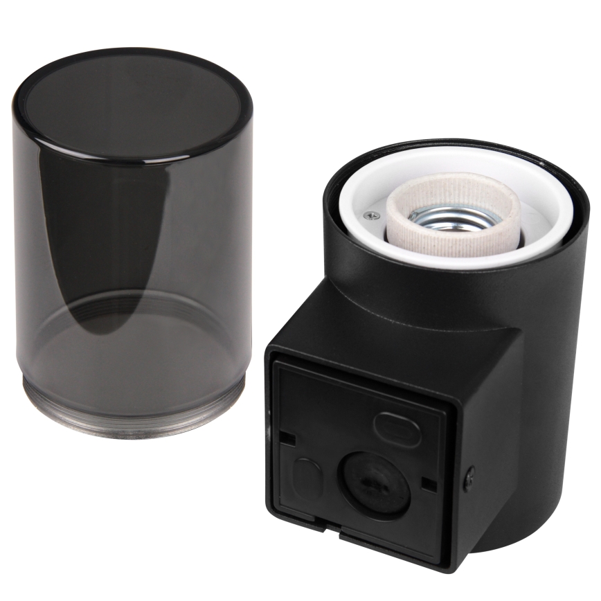 Aplică de perete pentru exterior cu senzor de mișcare și de amurg 1xE27/40W/230V IP44 negru/fumuriu