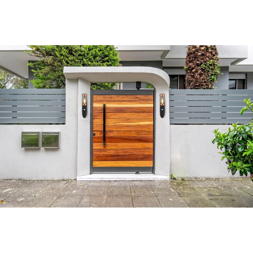 Aplică de exterior cu senzor Globo 1xE27/15W/230V IP44 negru/cupru