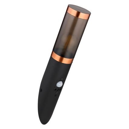 Aplică de exterior cu senzor Globo 1xE27/15W/230V IP44 negru/cupru