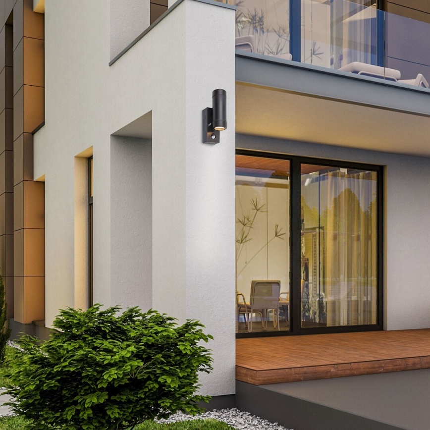 Aplică de exterior cu senzor 2xGU10/10W/230V IP44 neagră Rabalux