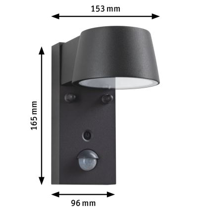 Aplică de exterior cu senzor Paulmann 94714 LED/6W IP44 CAPERA 230V