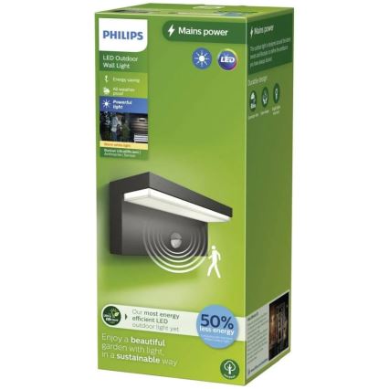 Aplică de exterior cu senzor Philips BUSTAN LED/3,8W/230V 2700K IP44