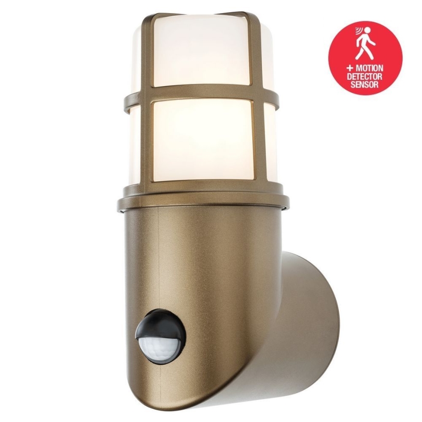 Aplică de exterior cu senzor TRITON 1xE27/28W/230V IP54 alamă Redo 90199