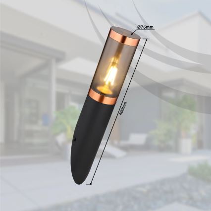 Aplică de exterior Globo 1xE27/23W/230V IP44 negru/cupru