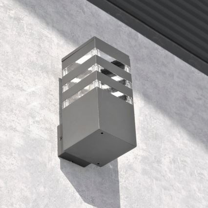 Aplică de perete pentru exterior TEKSAS LED RGBW reglabilă 1xE27/9W/230V 2700-6500K Wi-Fi IP44 antracit