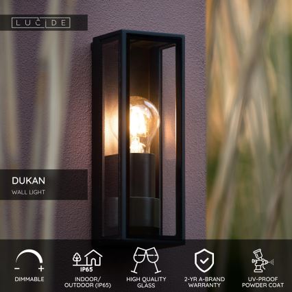 Aplică de exterior Lucide 15802/01/30 DUKAN 1xE27/15W/230V IP65 negru