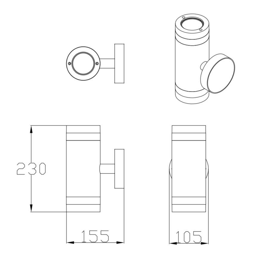 Aplică de exterior RINO 2xGU10/12W/230V IP54 negru