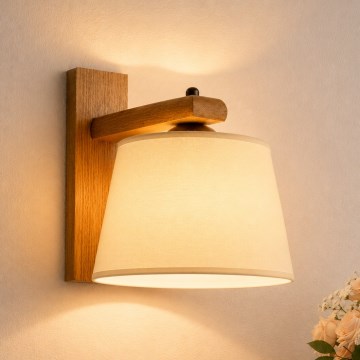 Aplica de perete AIDA 1xE27/15W/230V stejar/crem