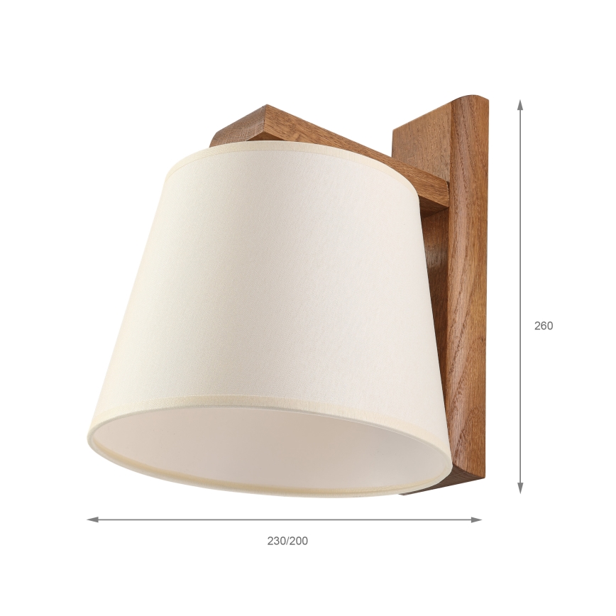 Aplica de perete AIDA 1xE27/15W/230V stejar/crem