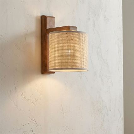 Aplică de perete AIDA 1xE27/15W/230V stejar/rafie