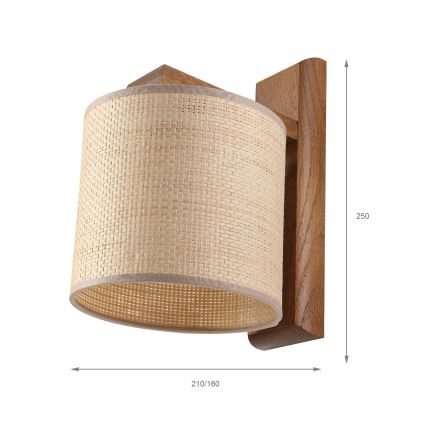 Aplică de perete AIDA 1xE27/15W/230V stejar/rafie