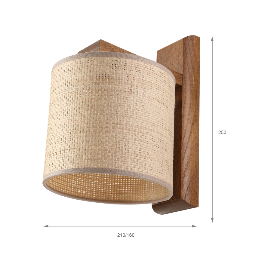Aplică de perete AIDA 1xE27/15W/230V stejar/rafie