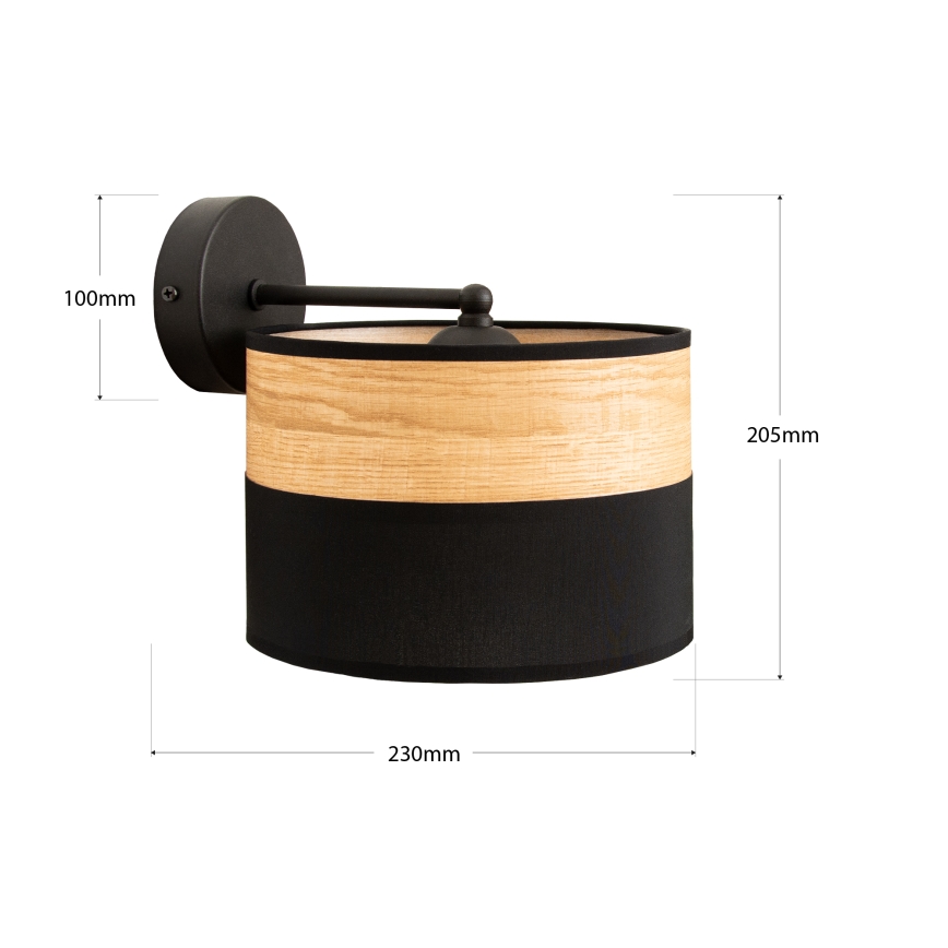 Aplica de perete ALBA 1xE27/15W/230V negru/maro