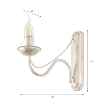 Aplică de perete ANTON 1xE14/60W/230V, alb patinat